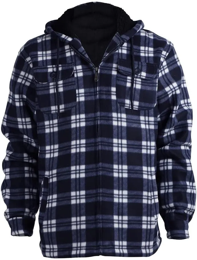 Winter Heavy Warm Sherpa Lined Fleece Plaid Flannel Jacket Men Plus Size S-5XL Big&Tall Mens Coat