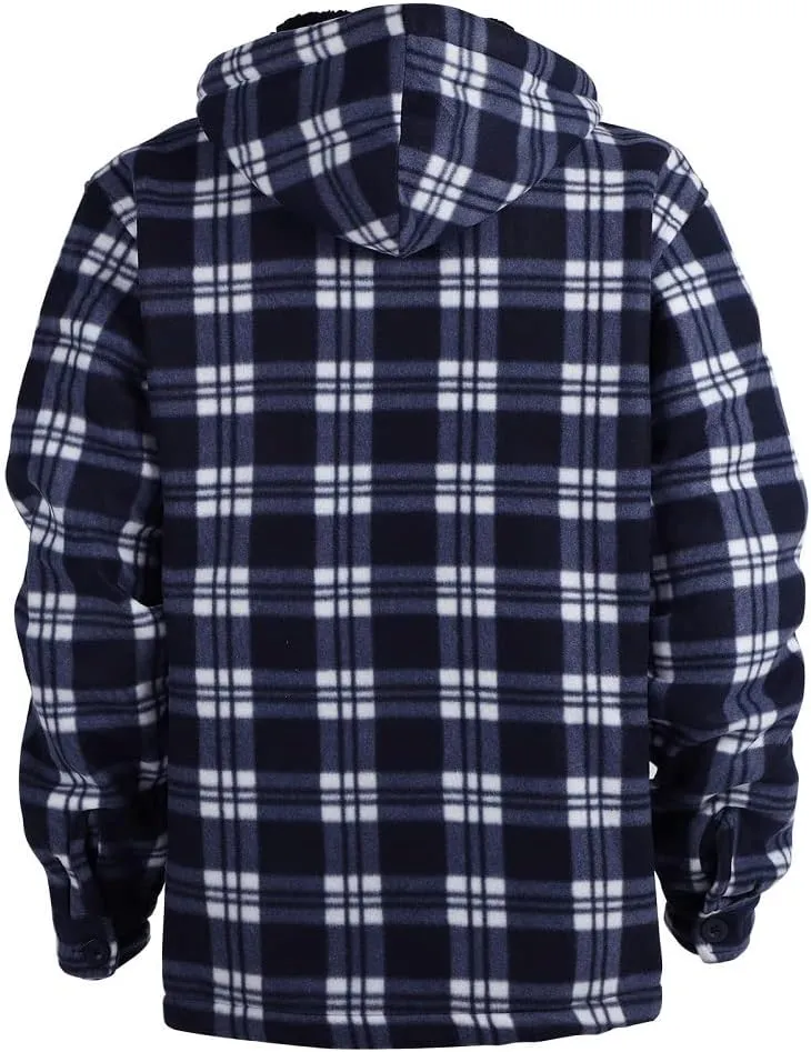 Winter Heavy Warm Sherpa Lined Fleece Plaid Flannel Jacket Men Plus Size S-5XL Big&Tall Mens Coat