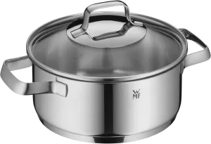 WMF Belmonte Small Cooking Pot 20 cm Small Pot with Glass Lid Pasta Pot Induction 2.5 L Polished Cromargan Stainless Steel Uncoated