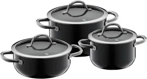 WMF Fusiontec Inspire 3-Piece Saucepan Set, Black, High-Tech Ceramic, Induction, Includes 3 Pots and 1 Glass Lid