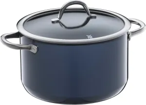 WMF Fusiontec Inspire Large Cooking Pot 24 cm Glass Lid Induction Casserole Pot 6.4 L High-Tech Ceramic Scratch-Resistant Uncoated Dark Blue Made in Germany, Vbcnnfg-289, 516835290