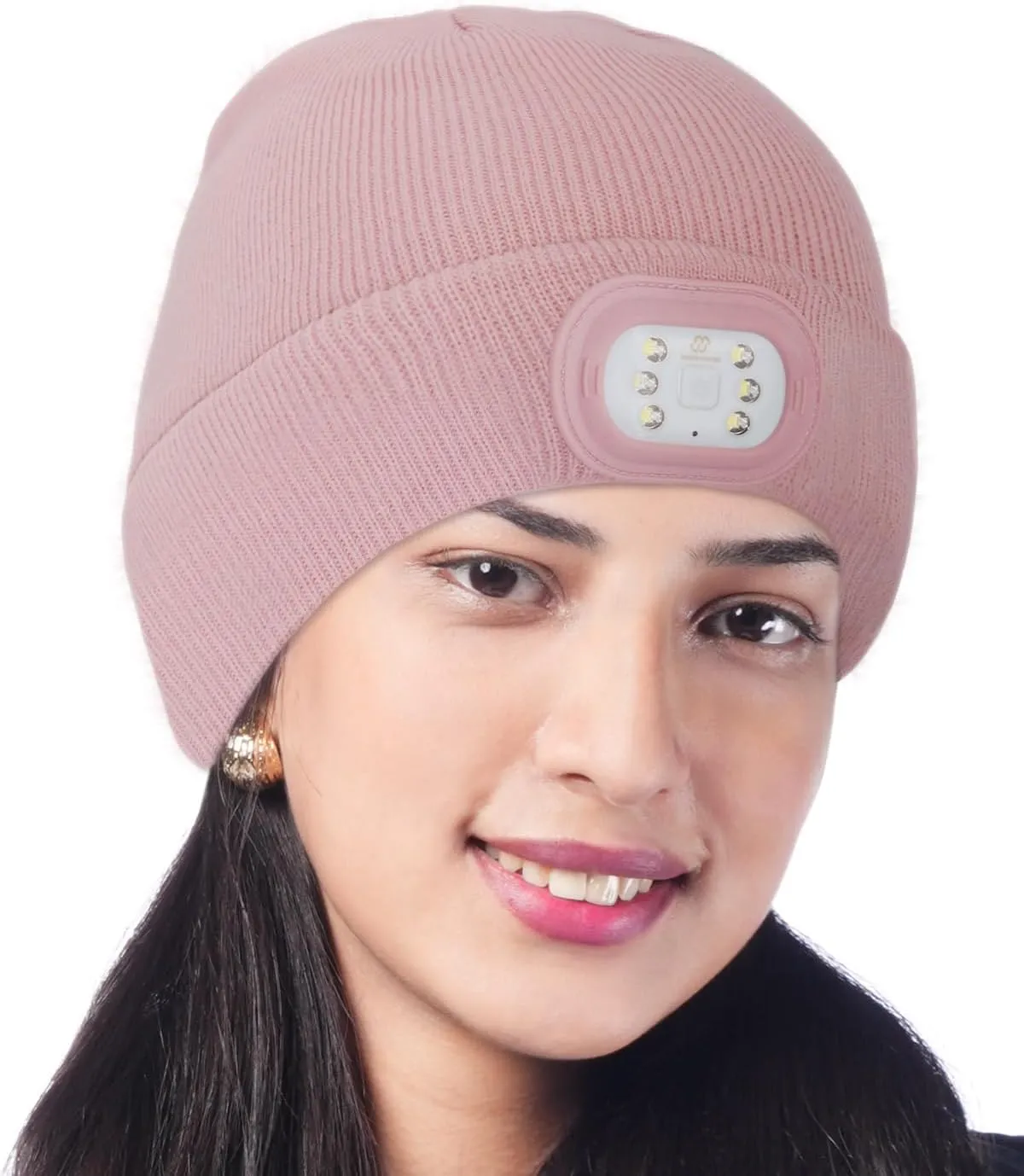 Women LED Beanie with Light, 3 Modes Headlamp Beanie Hat, Rechargable Removable USB, Gift