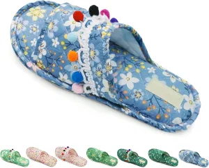 Women's Floral Open Toe Summer Spa Slippers, Lightweight, Comfortable, Portable, Multi-Use