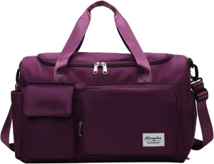 Womens Gym Bag with Shoes Compartment,28L Duffel Bag Men,Reusable Overnight Bag for Yoga Travel Workout Sports