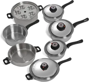 World's Finest 7-Ply Steam Control 17pc T304 Stainless Steel Cookware Set