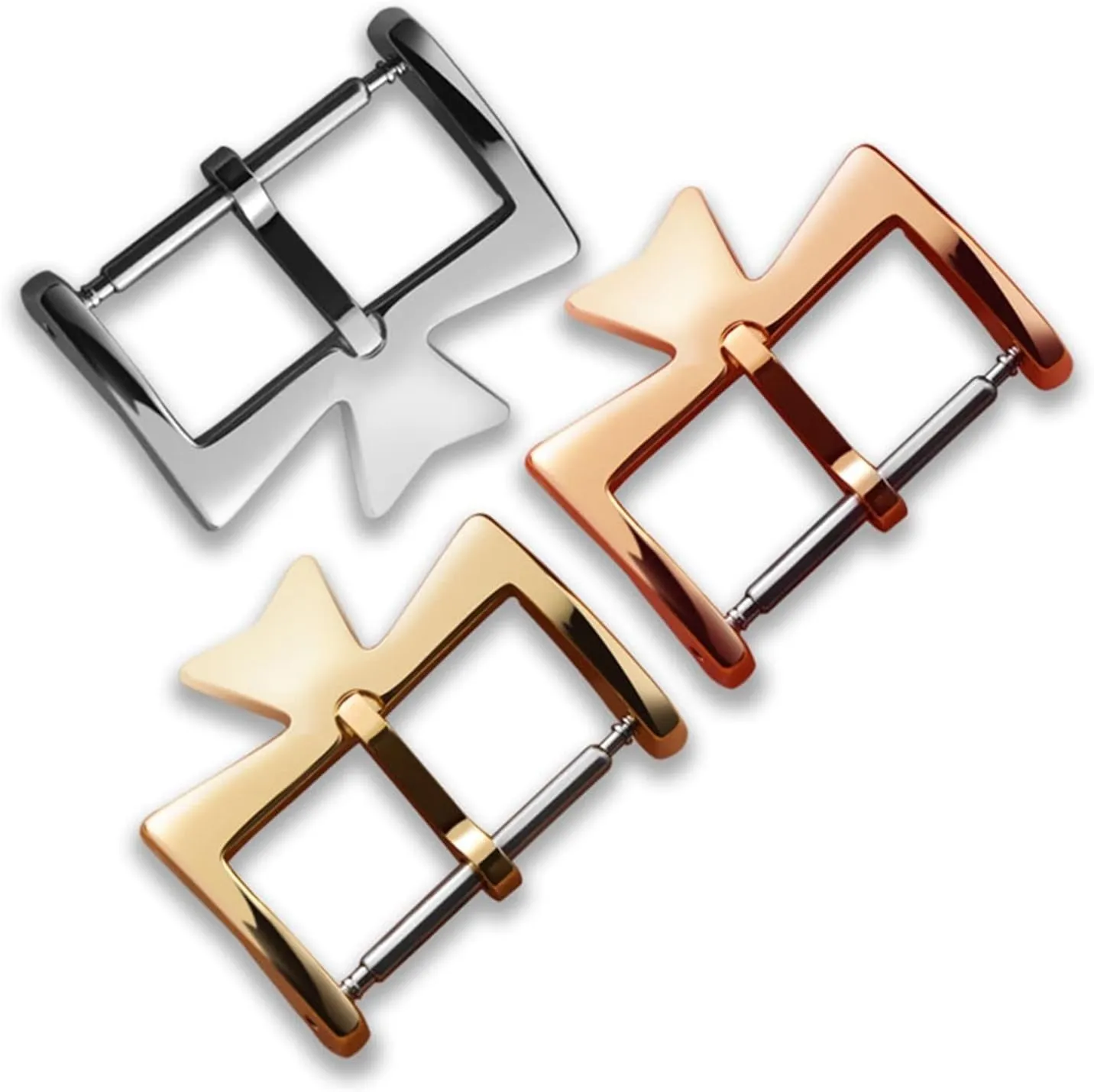 Wscebck Stainless Steel Watch Clasp for VC Vacheron Watch Strap Buckles Constantin Silvery Golden Rose Gold Metal Pin Clasp 16MM 18MM (Color : Silver, Size : 20mm)