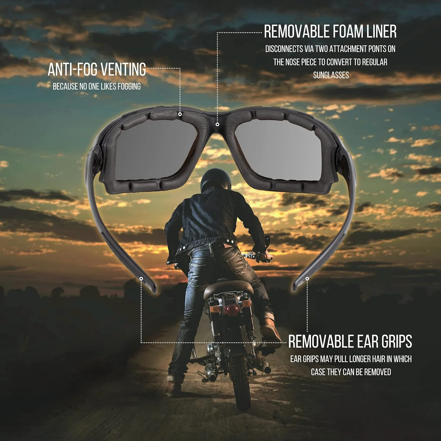 WYND Blocker Polarized Motorcycle Riding Sunglasses Sports Wrap Glasses