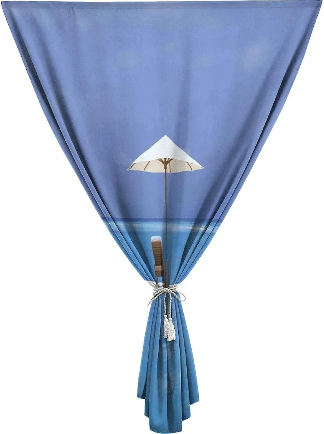 XISUNYA Adjustable Blackout Shades, Seaside Portable Blackout Curtain, Beach Chairs and Umbrella on Island Ocean Seascape Print Living Room Bedroom Window Drapes,59W x72L Inches, for Bathroom Bedroom