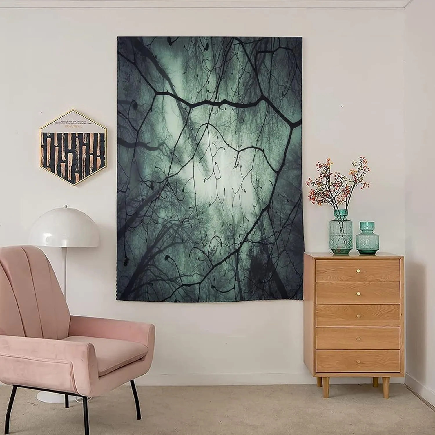 XISUNYA Anywhere Portable Blackout Curtain, Horror Door Window Curtains, Magical Fantasy Forest Top Fairy Autumn Print Bedroom Blackout Curtains,26W x40L Inch, for Kitchen Bathroom Living Room