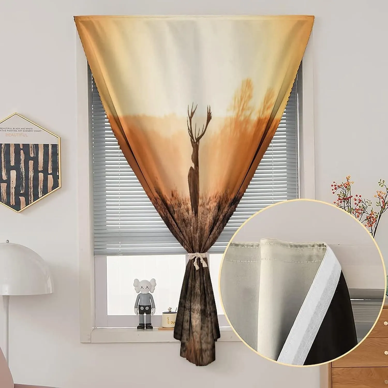 XISUNYA Anywhere Portable Blackout Curtain, Hunting Decor Door Window Curtains, Red Deer in The Morning Sun Print Bedroom Blackout Curtains,47W x54L Inches, for Bathroom Living Room Bedroom