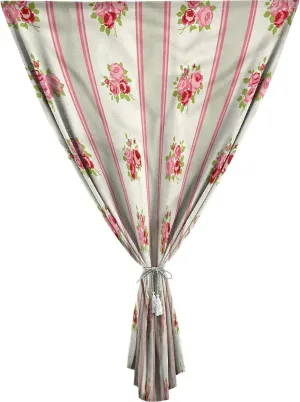 XISUNYA Autohesion Curtains, Shabby Chic Window Curtain Panel, Corsage of English Rose Print Thermal Lnsulated Room Darkening Small Drapes,59W x72L Inches, for Bathroom Living Room Bedroom