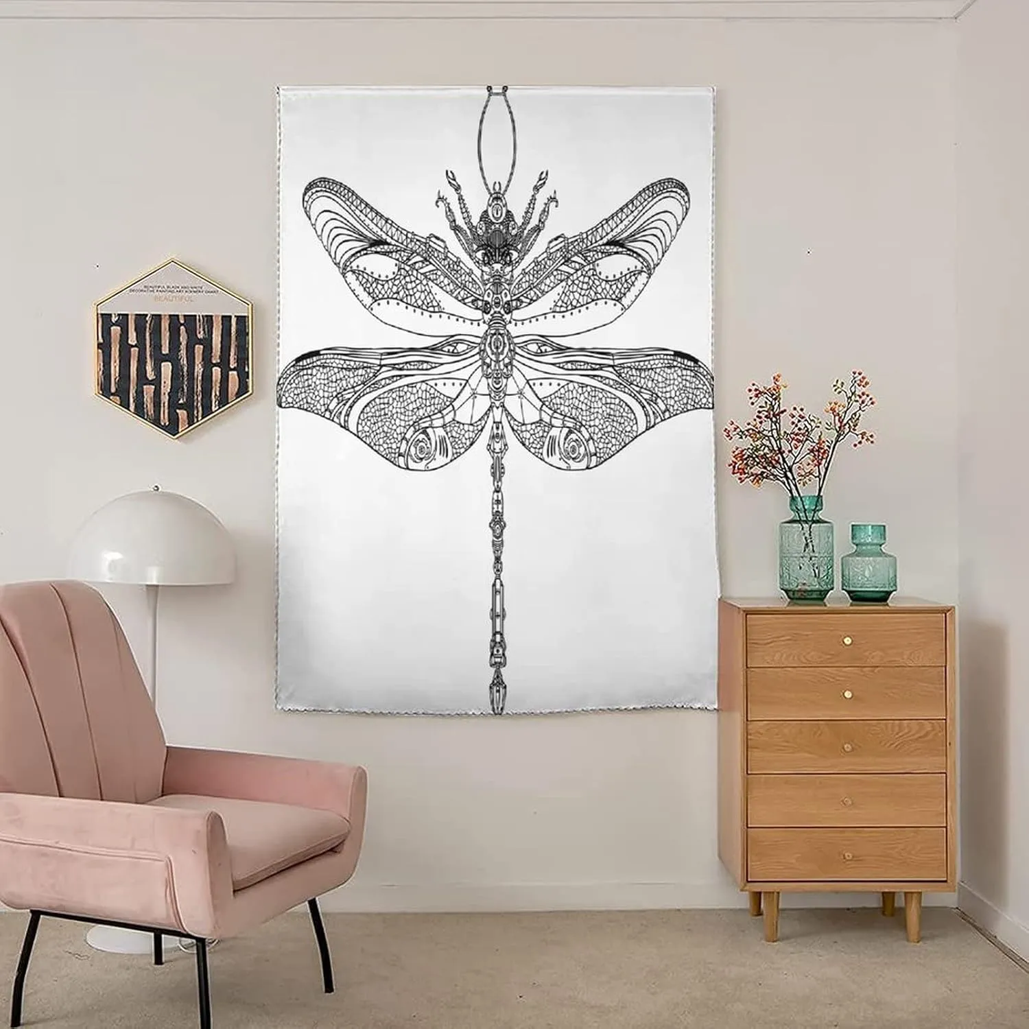 XISUNYA Self Adhesive Portable Blackout Curtains, Abstract Short Door Window CurtainsAnimal Steampunk Pattern Print Thermal Lnsulated Room Darkening Small Drapes,26W x40L Inch