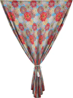 XISUNYA Self Adhesive Portable Blackout Curtains, Dahlia Room Darkening Curtains, Cheerful Floral Pattern with Large Dahlia and Chrysanthemum Print Temporary Blackout Blinds,26W x40L Inch