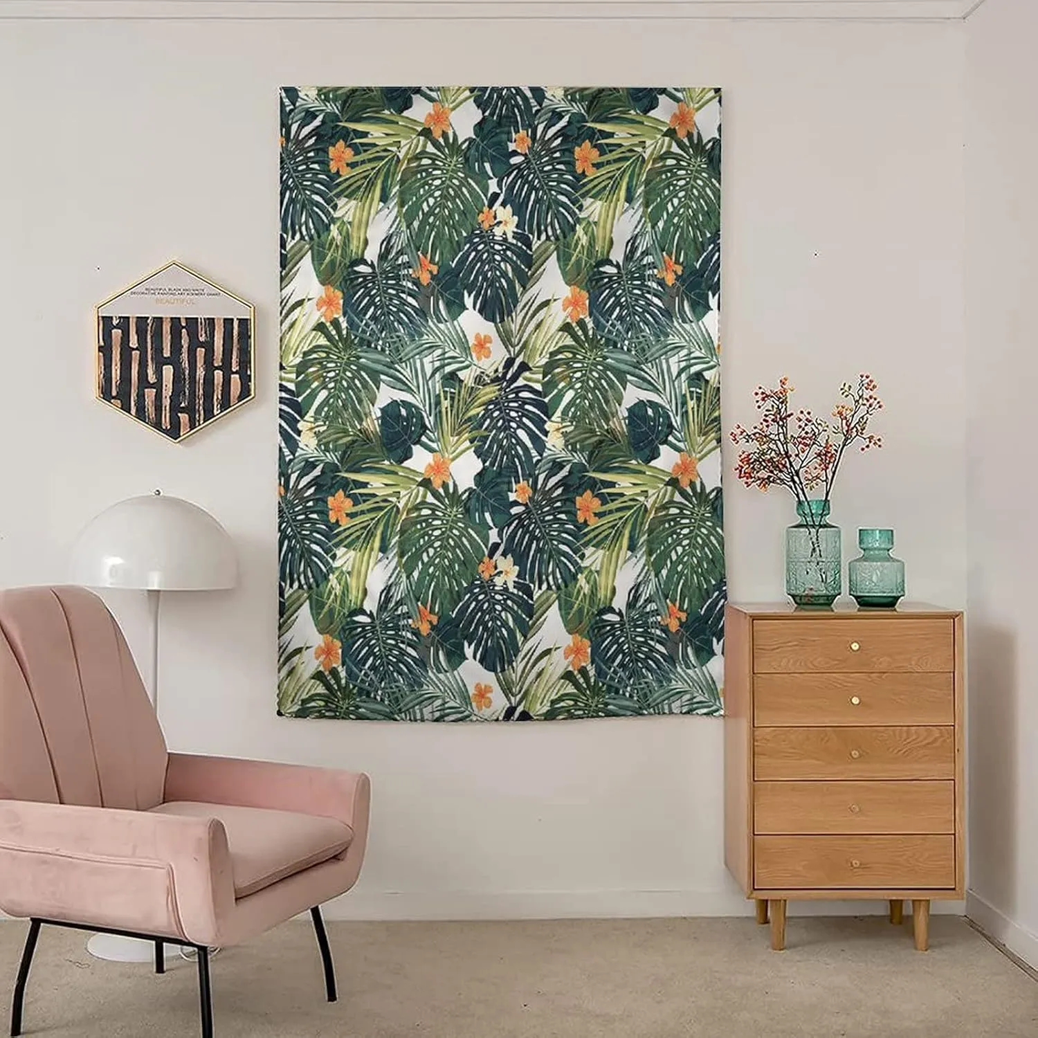 XISUNYA Self Adhesive Portable Blackout Curtains, Hawaii Room Darkening Curtains, Colorful Polynesia Plant Print Temporary Blackout Blinds,35W x63L Inch, for Bathroom Living Room Bedroom