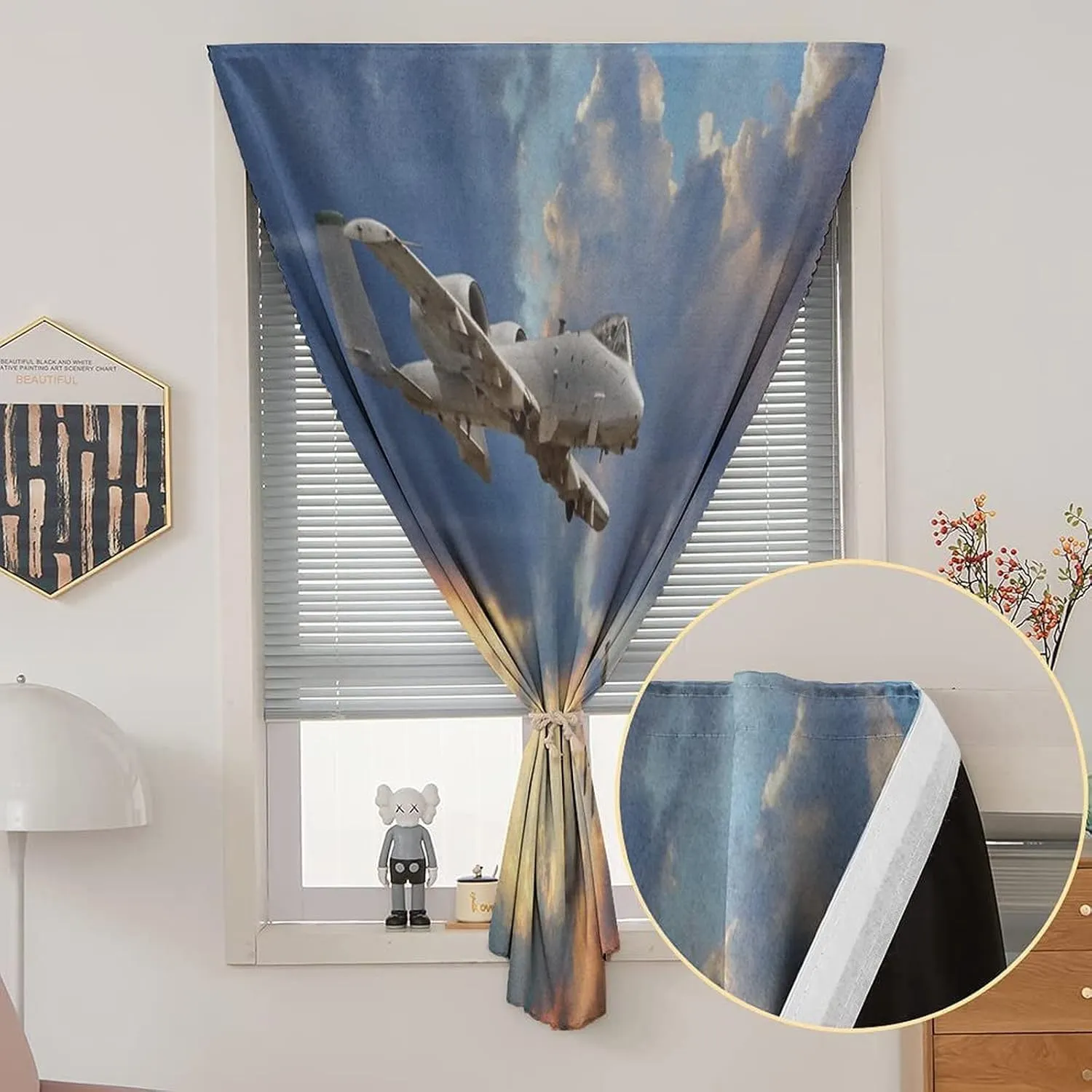 XISUNYA Travel Windows Blackout Curtain, Airplane Curtain Shades, Peacekeepers Mission Jet Up Print Adjustable Temporary Blackout Shades,26W x40L Inch, for Bathroom Living Room Bedroom