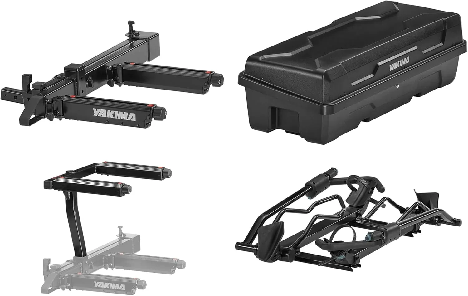 Yakima EXO SwingBase Hitch Bike Rack, EXO GearLocker Rooftop Box, TopShelf Hitch Base Rack Storage and DoubleUp, Black