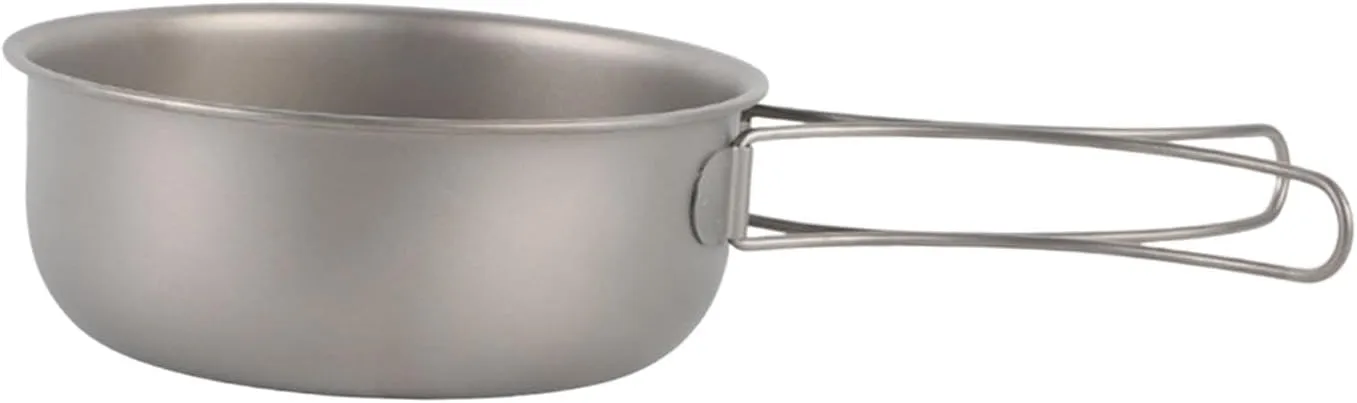 Yiju Titanium Frying Pan Cookware Versatile Cooking Pot Skillet Portable with Foldable Handle Camping Pan for Backpacking Camping, 700ML