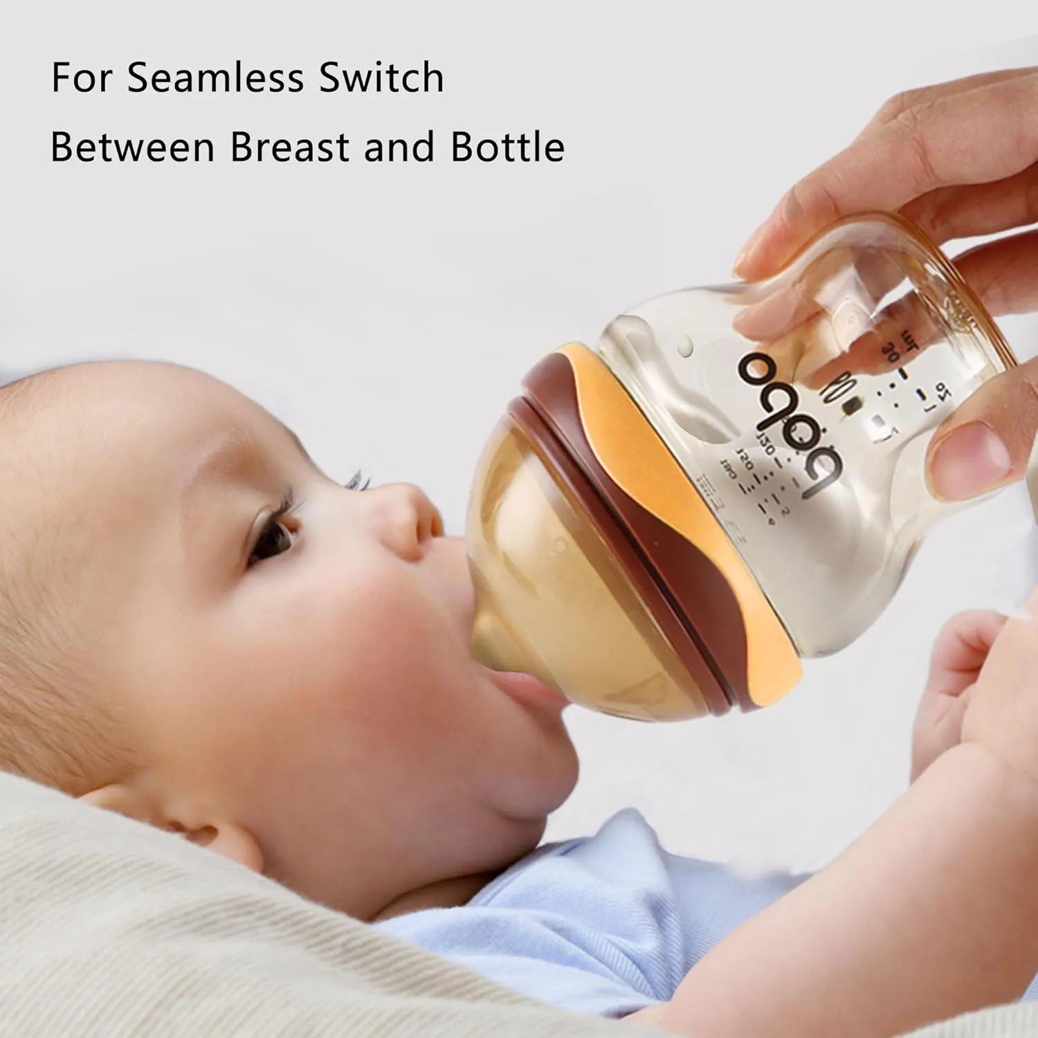 YOHKOH Baby Bottles - Newborn Wide Neck Baby Bottles with Slow Flow Breast-Like Nipple, PPSU Anti-Colic Bottles Breastfeeding System (Multicolour, 6oz (Pack of 2))