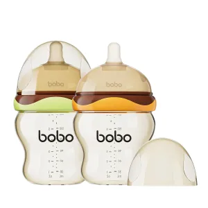YOHKOH Baby Bottles - Newborn Wide Neck Baby Bottles with Slow Flow Breast-Like Nipple, PPSU Anti-Colic Bottles Breastfeeding System (Multicolour, 6oz (Pack of 2))