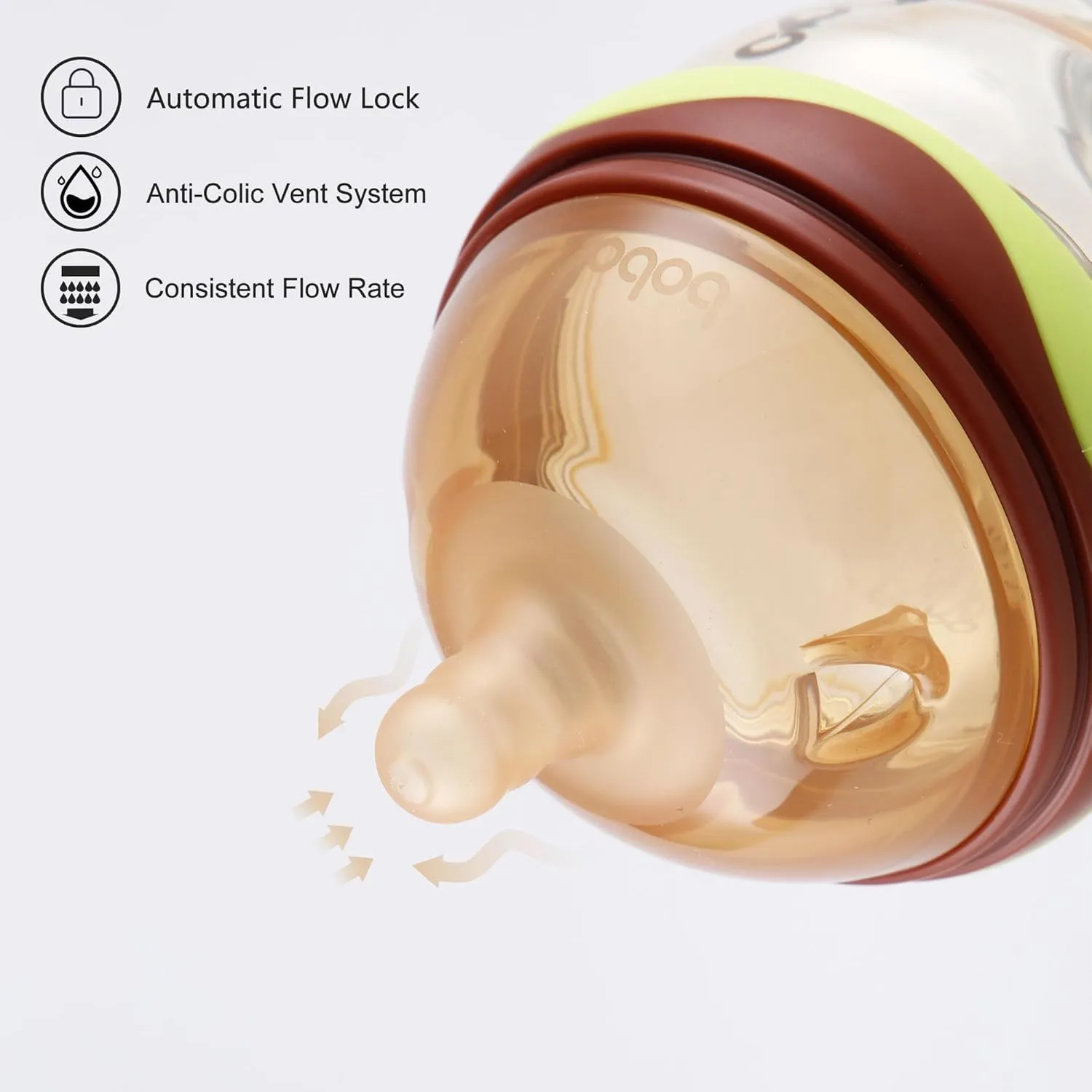YOHKOH Baby Bottles - Newborn Wide Neck Baby Bottles with Slow Flow Breast-Like Nipple, PPSU Anti-Colic Bottles Breastfeeding System (Multicolour, 6oz (Pack of 2))
