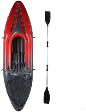 Yosoo 1 Person Inflatable Kayak Set Thickened PVC UV Proof Portable Blow Up Canoe Boat with Hand Pump Paddle Storage Bag Ideal for Fishing