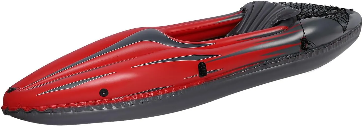 Yosoo 1 Person Inflatable Kayak Set Thickened PVC UV Proof Portable Blow Up Canoe Boat with Hand Pump Paddle Storage Bag Ideal for Fishing