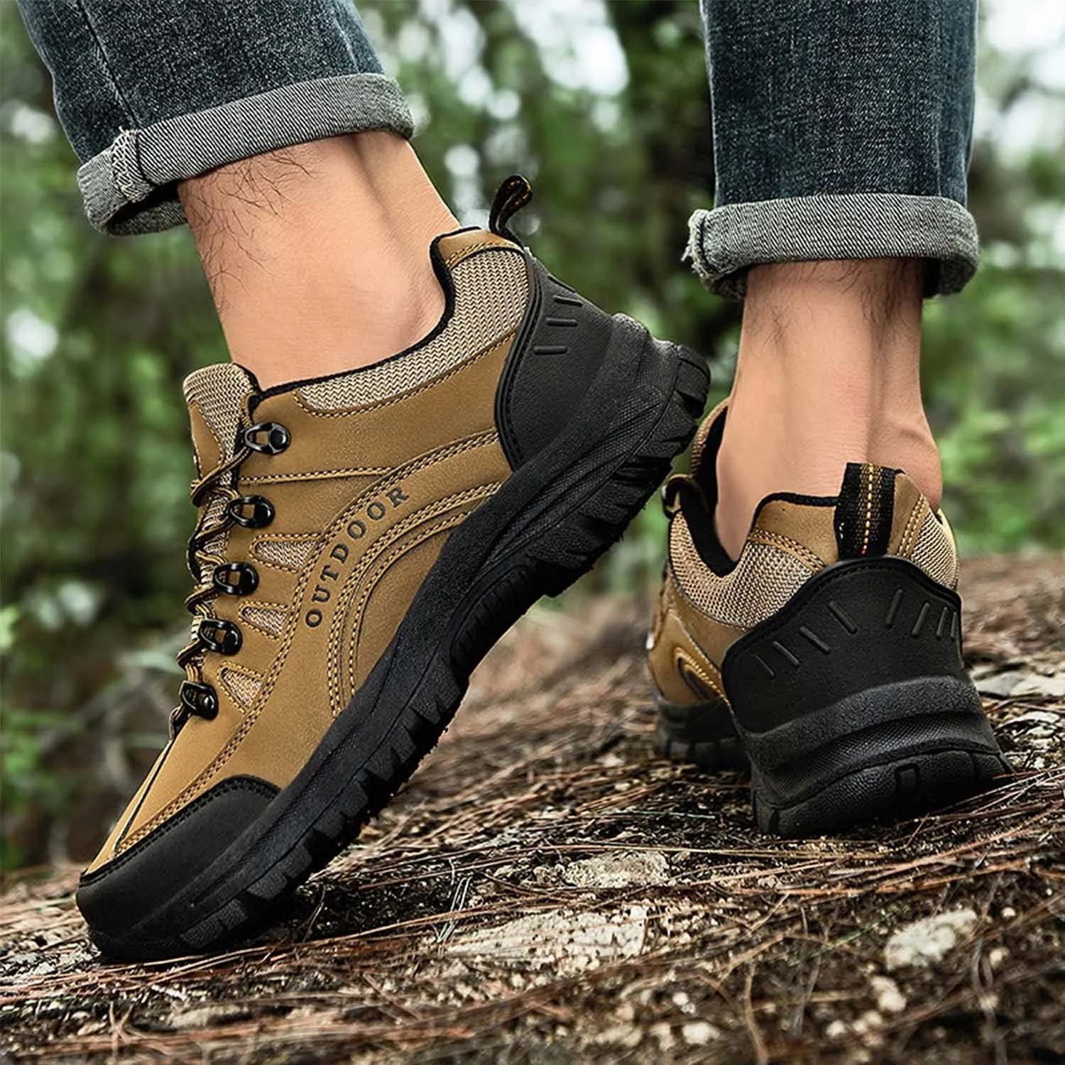 YUKTOPA Men's Waterproof Hiking Shoes Breathable Anti Slip Ankle Booties Durable Hiking Trekking Trails Shoes