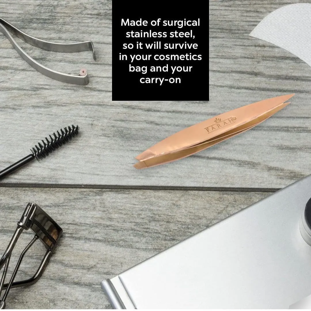 Z-Tweeze Professional Stainless Steel Dual Ended Precision Tweezers- Gold Collection (Rose Gold)