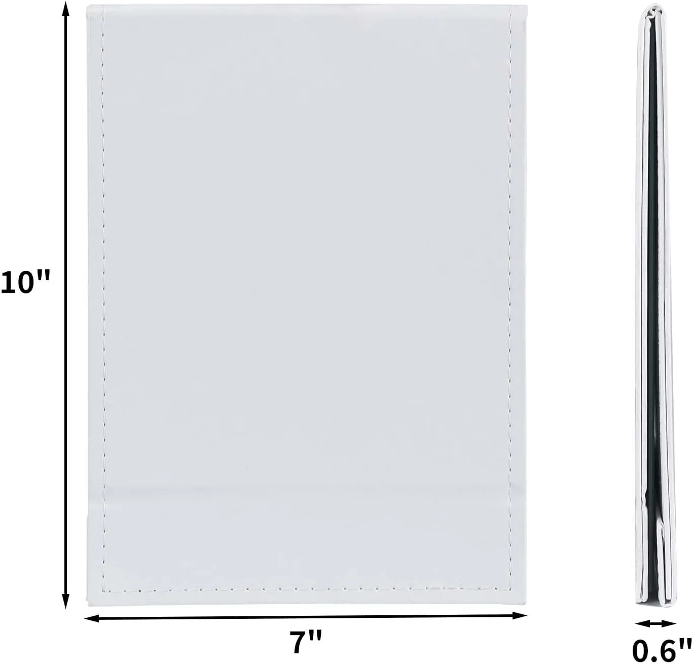 ZBEIVAN 10x7 Inches Portable Folding Makeup Mirror, Frameless PU Leather Desk Mirror with Stand for Camping Travel Tabletop Personal, White