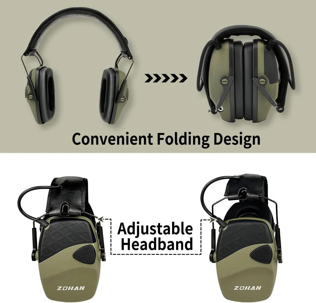 ZOHAN EM054 Electronic Shooting Ear Protection with Sound Amplification, Slim Active Noise Reduction Earmuffs for Gun Range