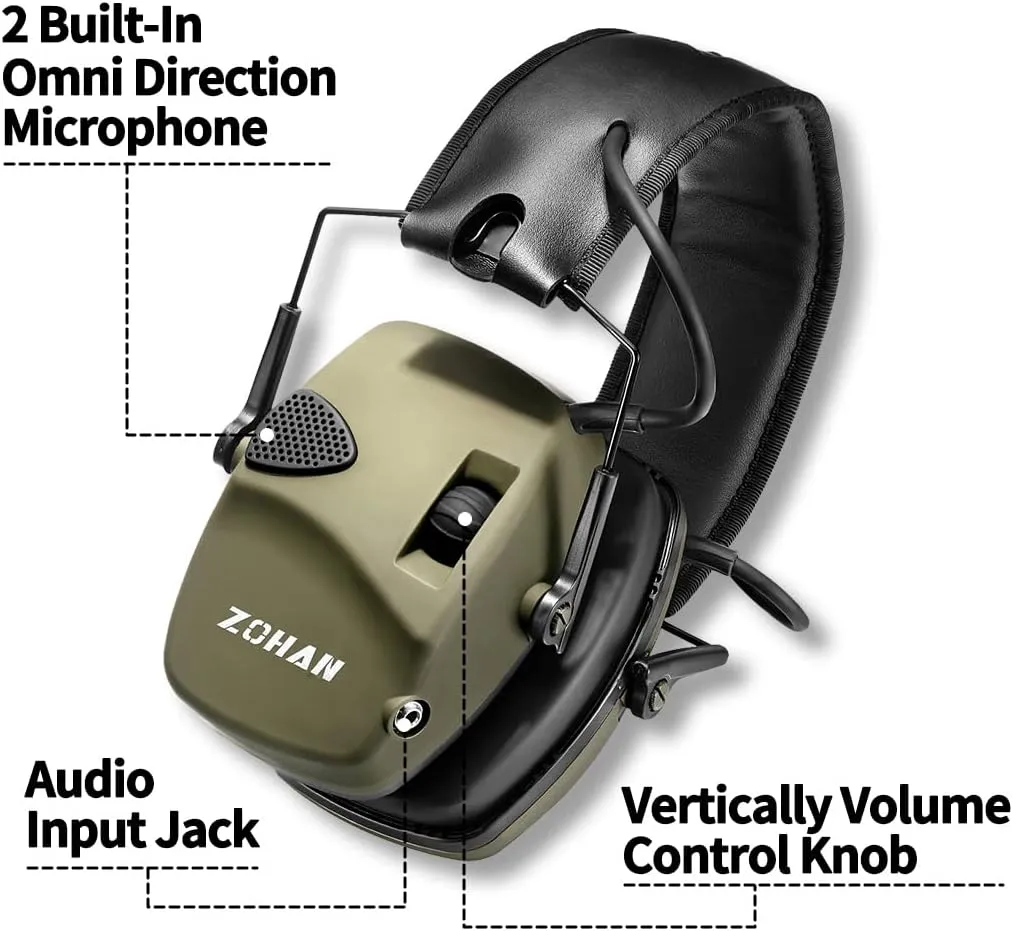 ZOHAN EM054 Electronic Shooting Ear Protection with Sound Amplification, Slim Active Noise Reduction Earmuffs for Gun Range