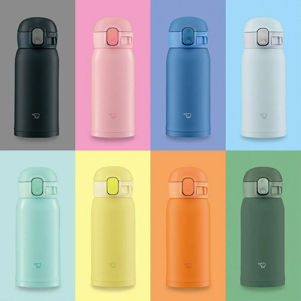 Zojirushi SM-WA36-YA Water Bottle, One-Touch Stainless Steel Mug, Seamless 0.36L Lemon
