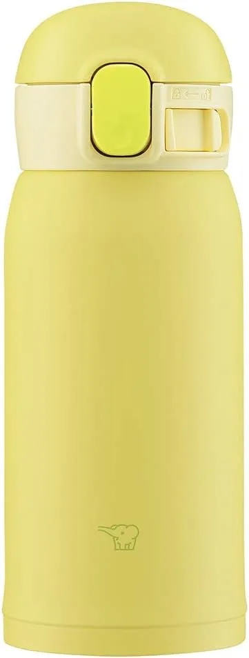 Zojirushi SM-WA36-YA Water Bottle, One-Touch Stainless Steel Mug, Seamless 0.36L Lemon