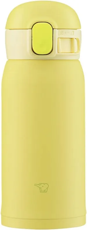 Zojirushi SM-WA36-YA Water Bottle, One-Touch Stainless Steel Mug, Seamless 0.36L Lemon