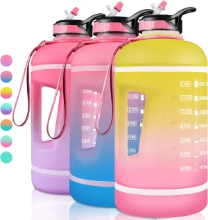 ZOMAKE Gallon Water Bottle with Straw & Time Marker - 64/128 oz Motivational Water Jug BPA Free Leakproof Large Water Bottle Ensure You Drink Enough Water Daily
