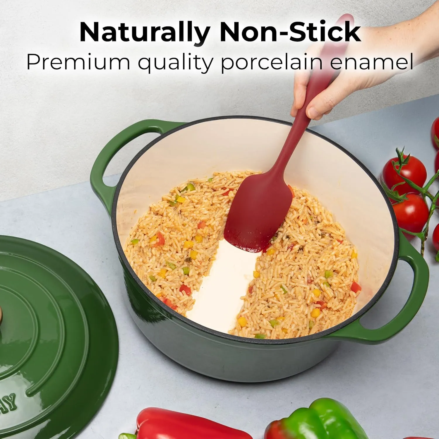 Zulay Kitchen 6 Quart Enameled Cast Iron Dutch Oven with Lid – Premium Durability & Oven Safe up to 500°F – Heavy Duty Cookware Perfect for Bread Baking, Stews, Braising & Roasting – Green