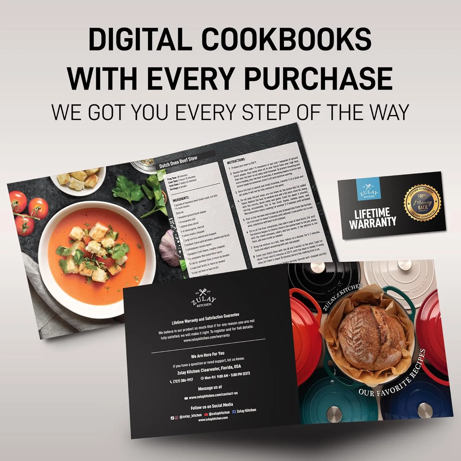 Zulay Kitchen 6 Quart Enameled Cast Iron Dutch Oven with Lid – Premium Durability & Oven Safe up to 500°F – Heavy Duty Cookware Perfect for Bread Baking, Stews, Braising & Roasting – Onyx Black