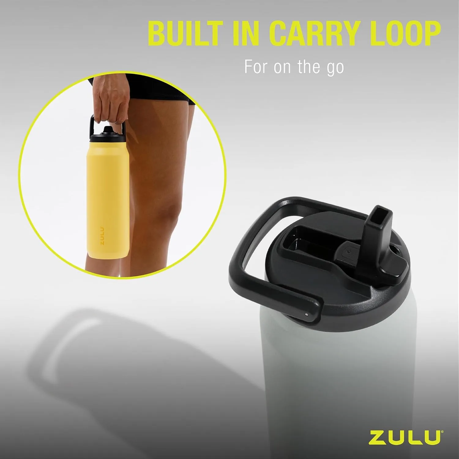 ZULU Base 18oz Kids Stainless Steel Water Bottle with 3 Lids- Straw, Chug, Twist | Double Walled and Vacuum Insulated Metal Thermos | Fits Car Cupholder, Built in Carry Loop, Dishwasher Safe, Guac