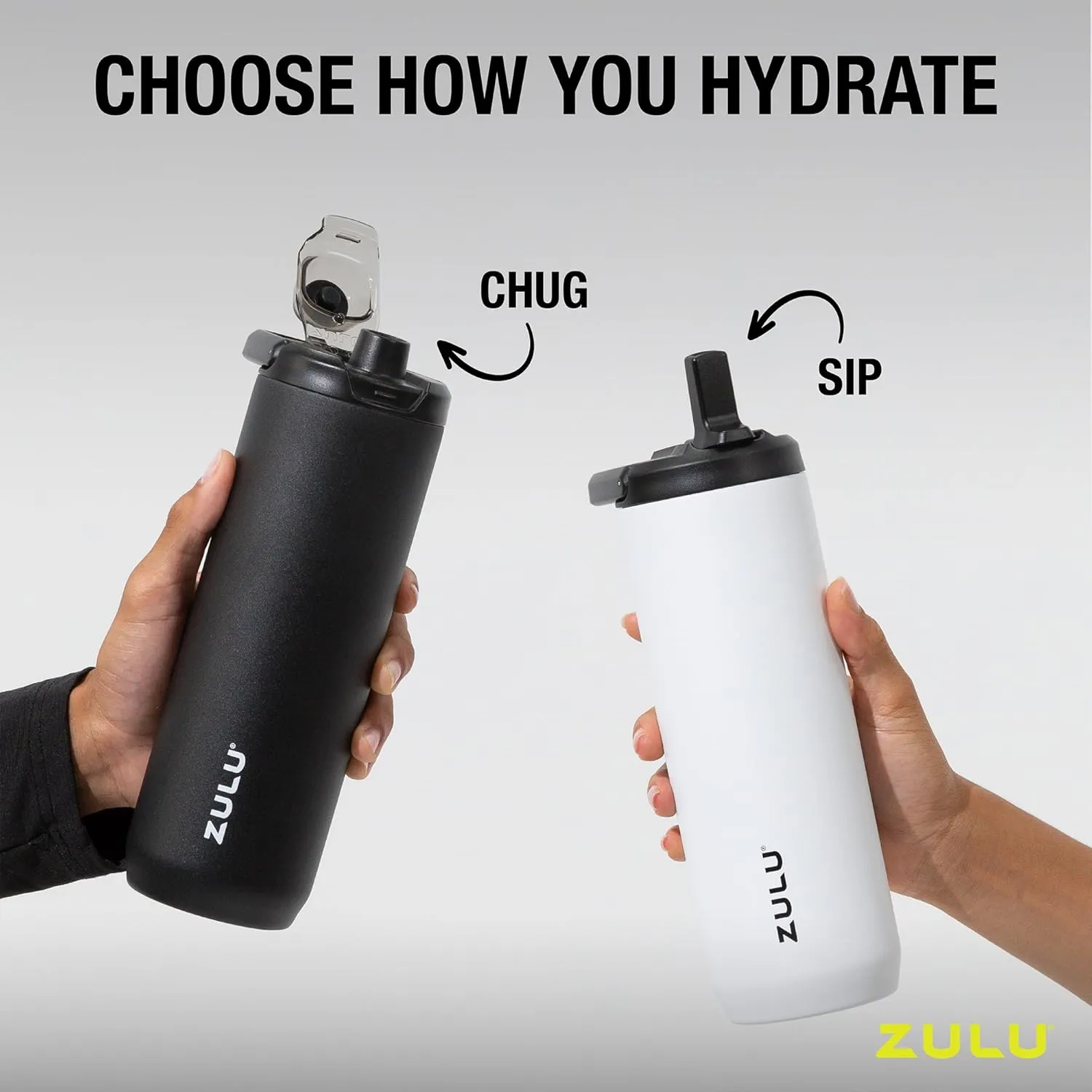 ZULU Base 18oz Kids Stainless Steel Water Bottle with 3 Lids- Straw, Chug, Twist | Double Walled and Vacuum Insulated Metal Thermos | Fits Car Cupholder, Built in Carry Loop, Dishwasher Safe, Guac