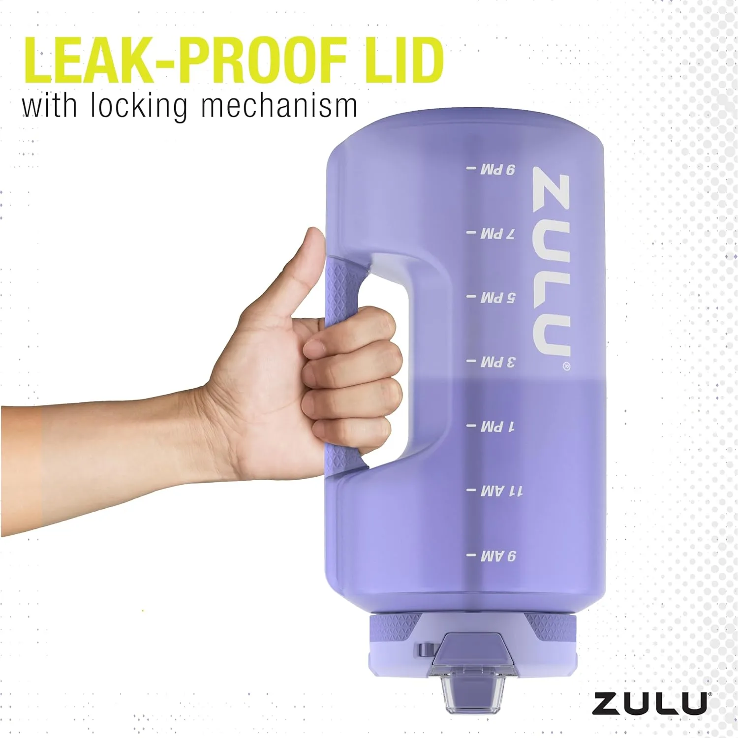 Zulu Goals Gallon 128oz Large Water Bottle Jug with Time Marker & Handle for All Day Hydration | Silicone Soft Straw with Locking Leak-Proof Lid | For Gym, Camping, Workout, and Outdoors | Violet