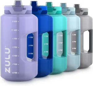 Zulu Goals Gallon 128oz Large Water Bottle Jug with Time Marker & Handle for All Day Hydration | Silicone Soft Straw with Locking Leak-Proof Lid | For Gym, Camping, Workout, and Outdoors | Violet