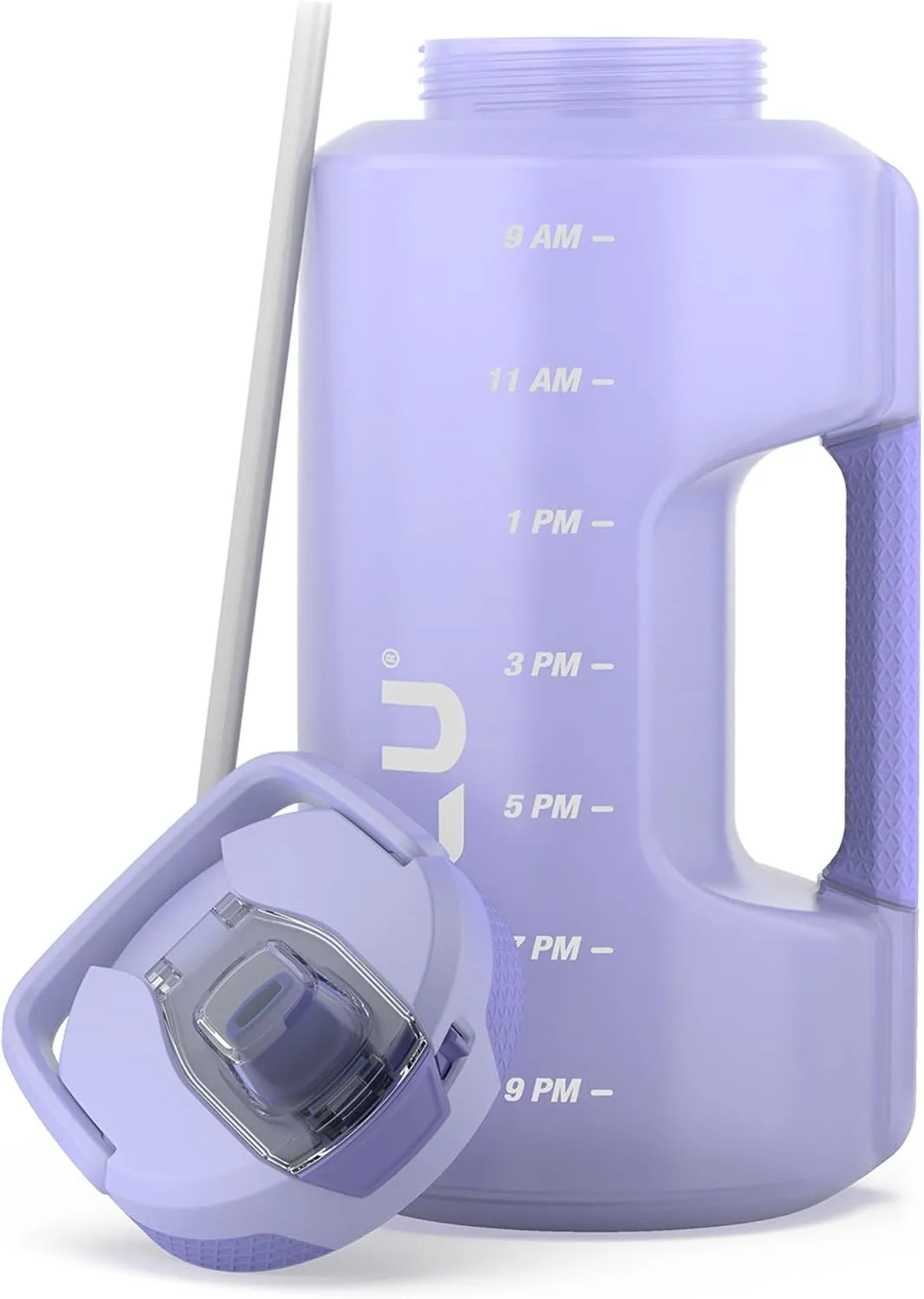 Zulu Goals Gallon 128oz Large Water Bottle Jug with Time Marker & Handle for All Day Hydration | Silicone Soft Straw with Locking Leak-Proof Lid | For Gym, Camping, Workout, and Outdoors | Violet